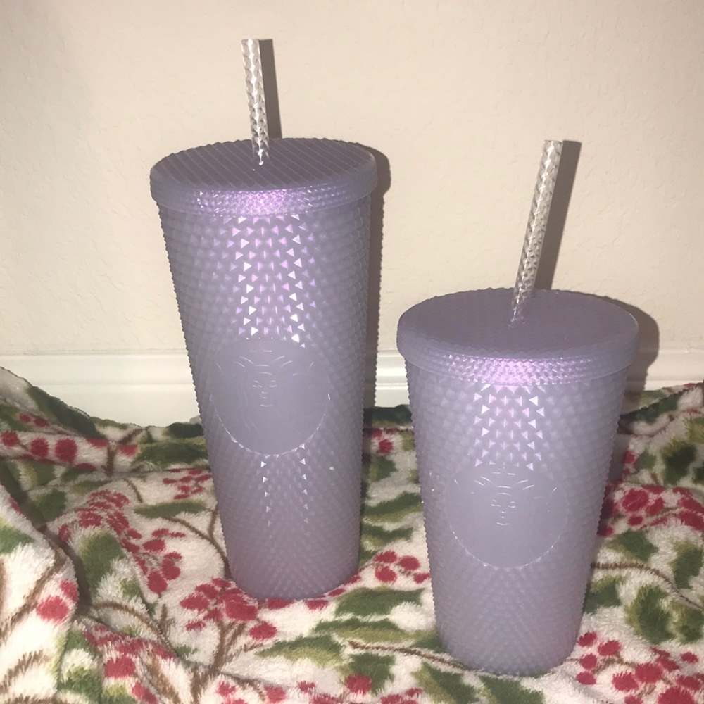 2021 Starbucks Holiday cup set in 24 oz and 16oz lilac purple studded tumbler